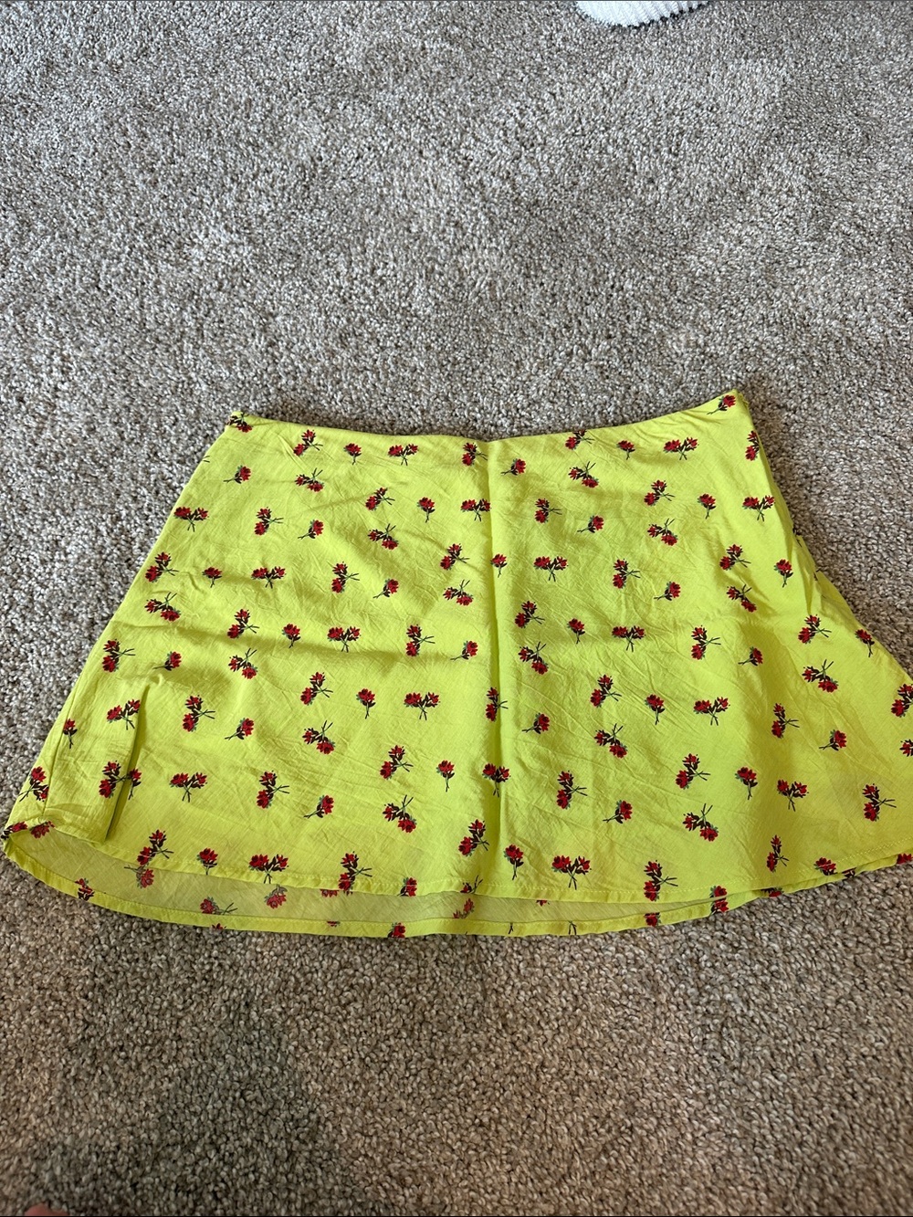 Urban Outfitters Lime Green Floral Circle Skirt